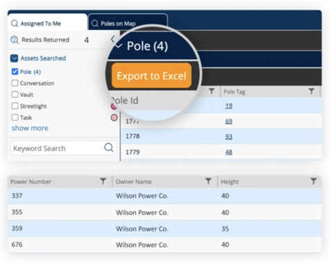 Pole Assets Export to Excel