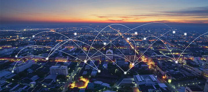 Network connection in a city